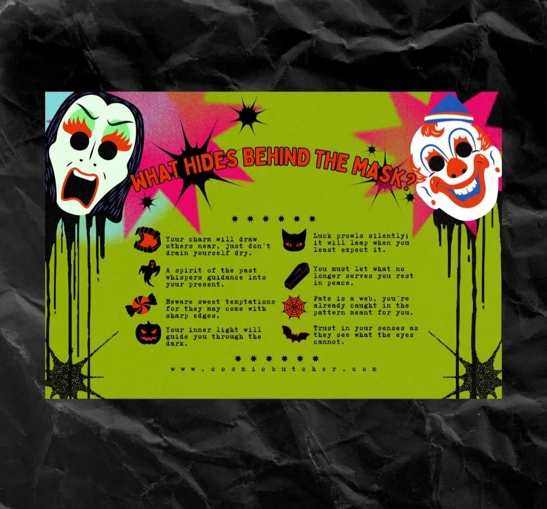 Masked Mystery Vintage Halloween Scratch Off Fortune Card